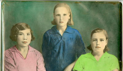 My grandmother Zhenia in 1938 with Olia and Alissia